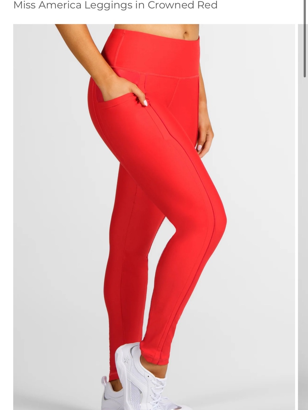 Miss America High-Waist Leggings in Crowned Red